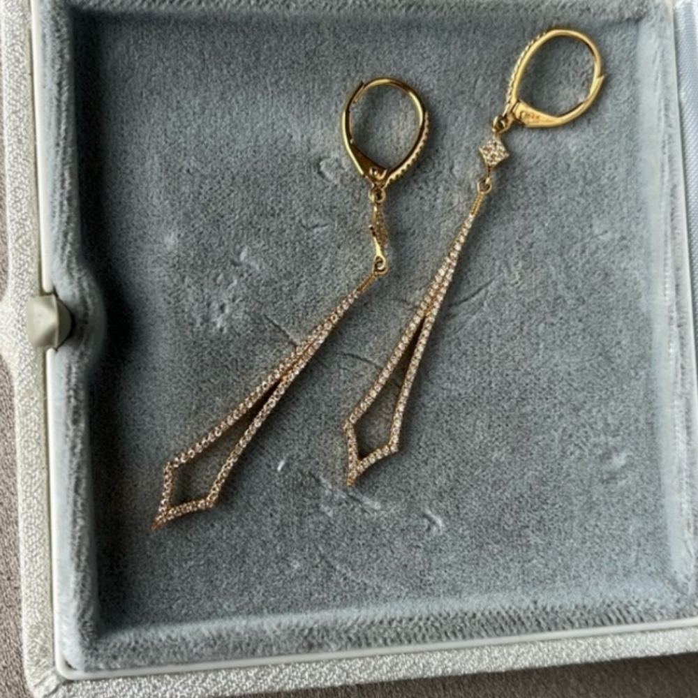 14k Diamonds Gold Dangle Earrings - Picture 5 of 5